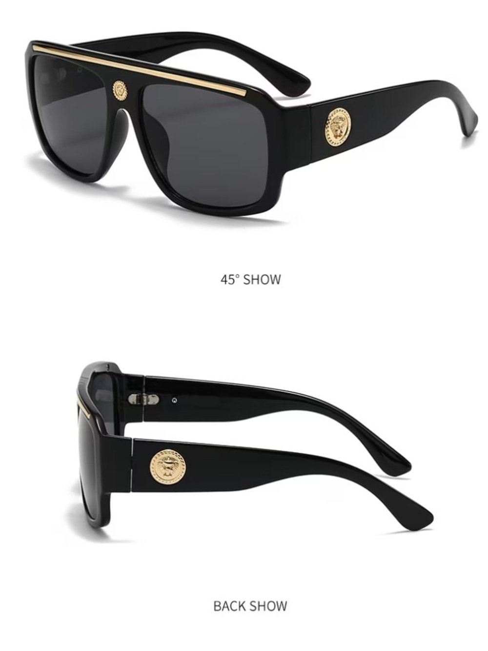 LUXURY LOOK Square Women’s Sun Glasses Eyewear lions head - Picture 4 of 8